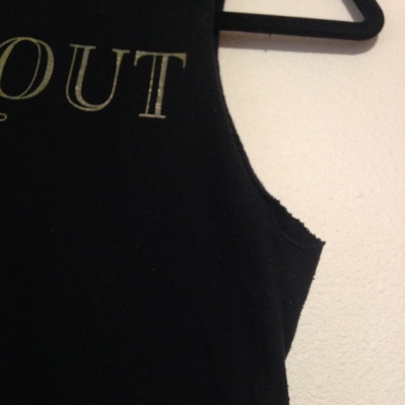 CIVIL Black and Gold Print Ballout Pour it Up Raw Edge Muscle Tank - Picture 3 of 8